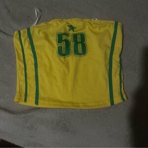 Yellow and Green Strapless Top with Number 58